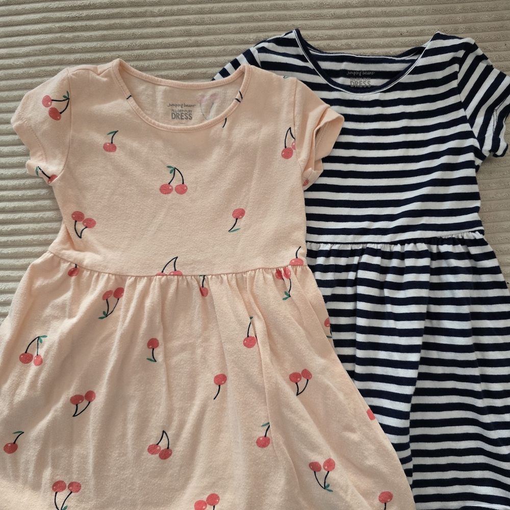 Cherry Print and Striped Kids Dress Set